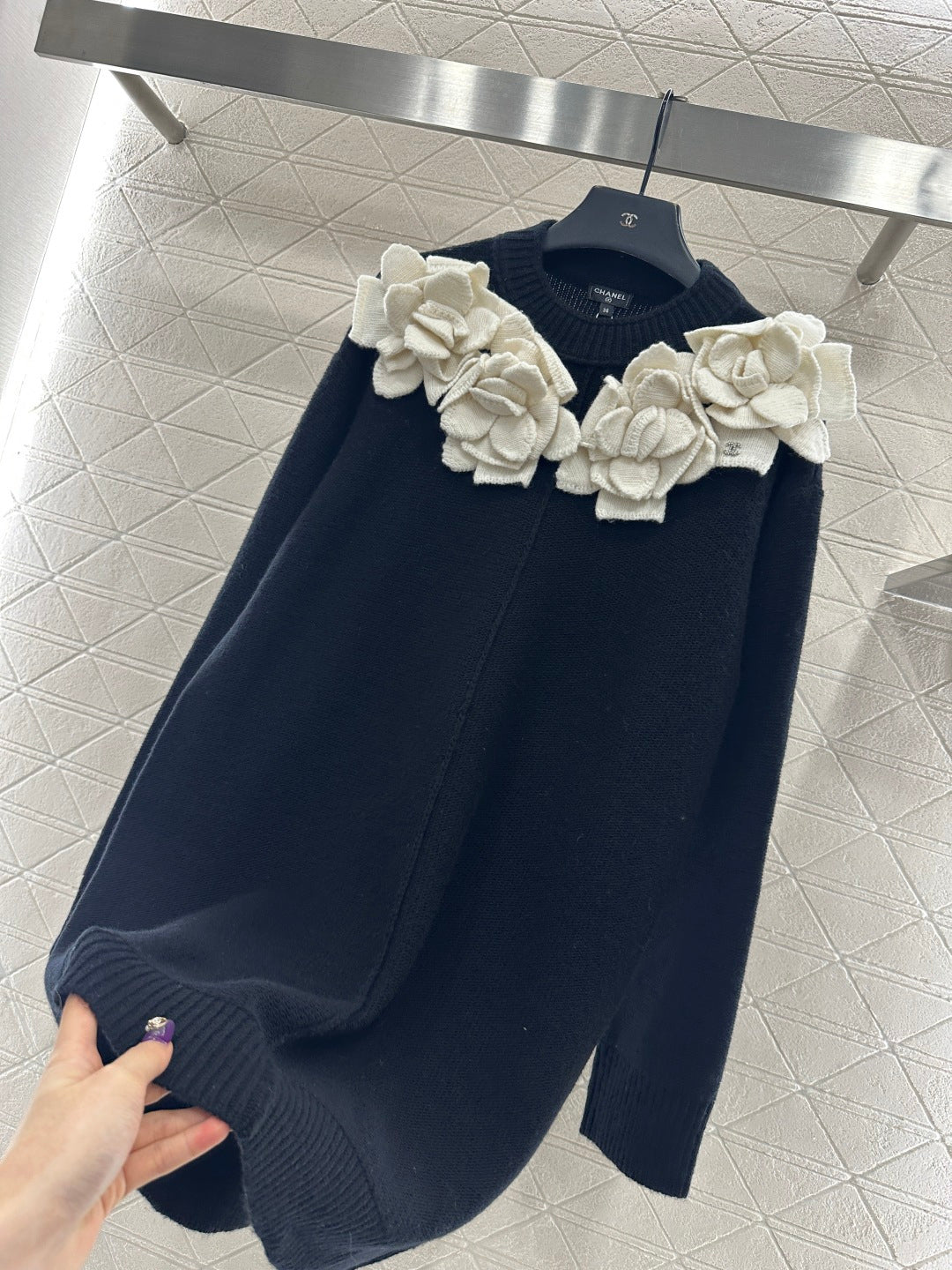 3D Camellia Knitted Dress