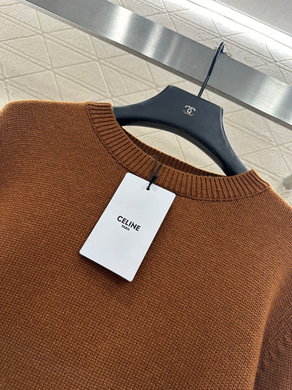 Hook and flower letter knitted pullover sweater