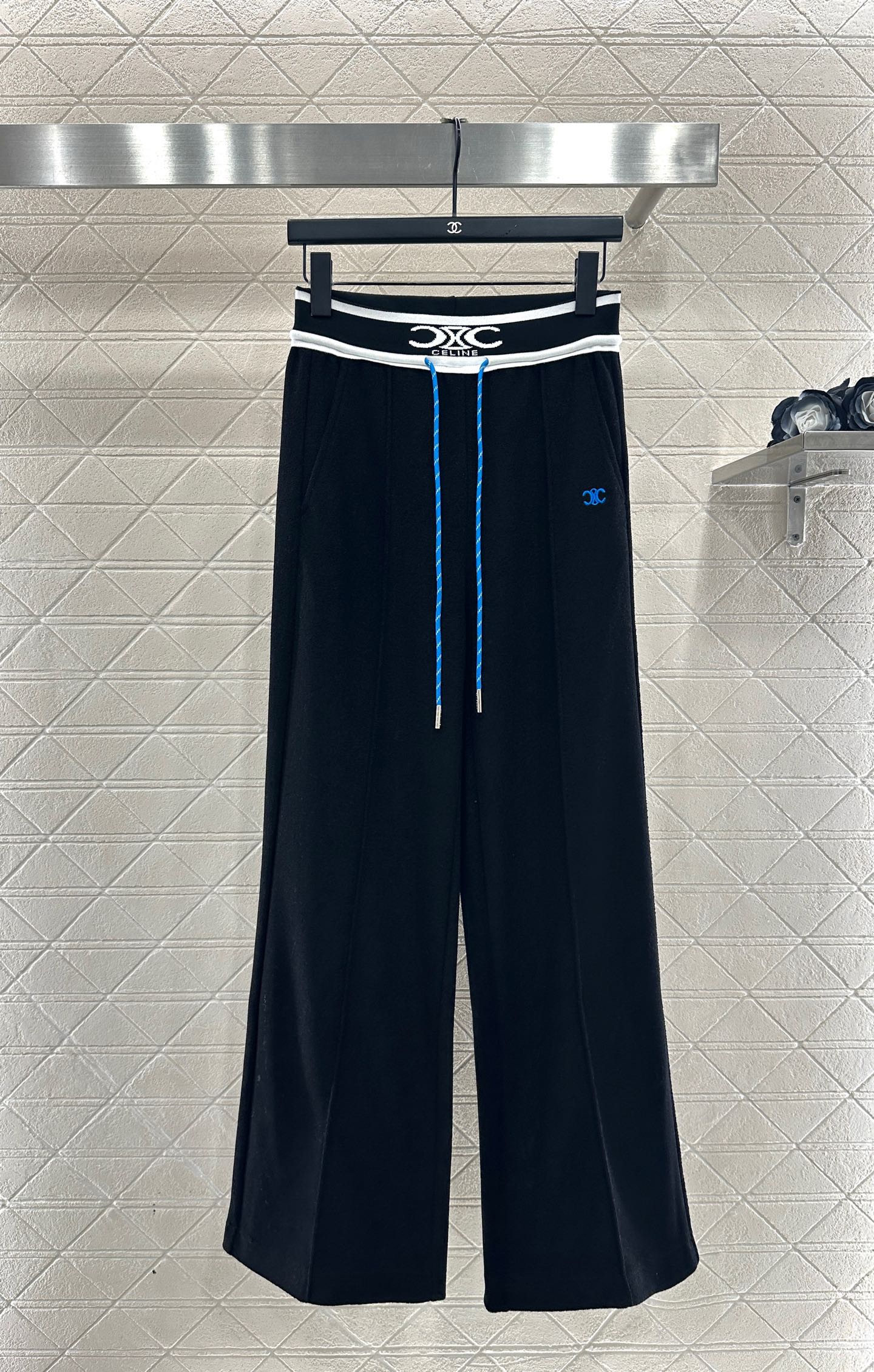 Color blocking drawstring straight leg pants