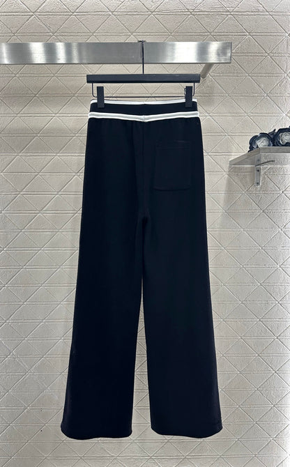 Color blocking drawstring straight leg pants
