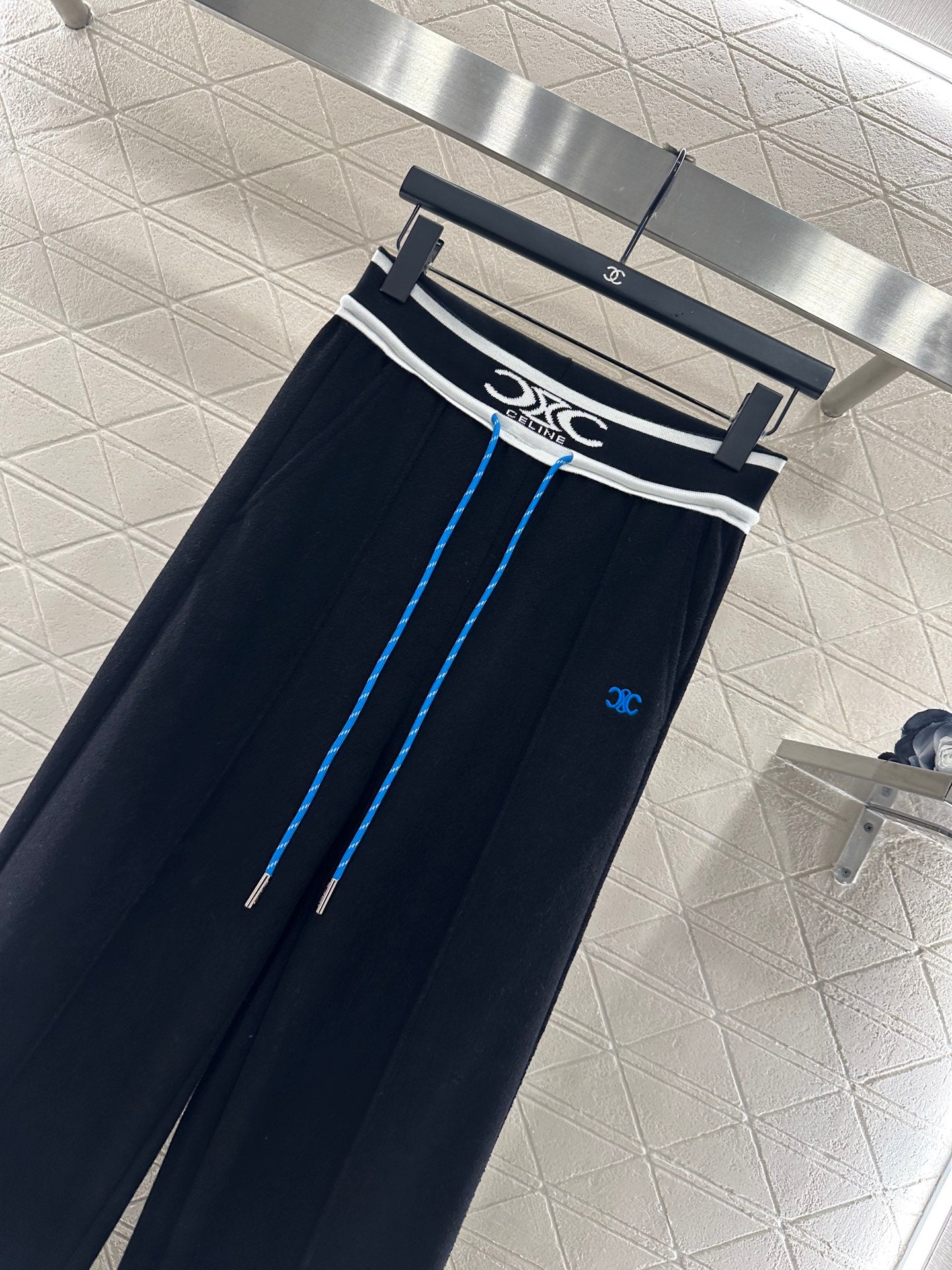 Color blocking drawstring straight leg pants