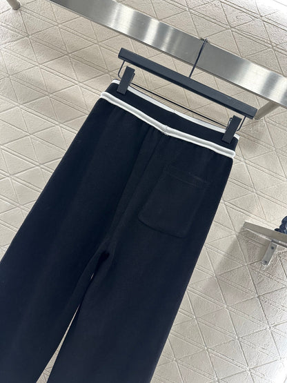 Color blocking drawstring straight leg pants