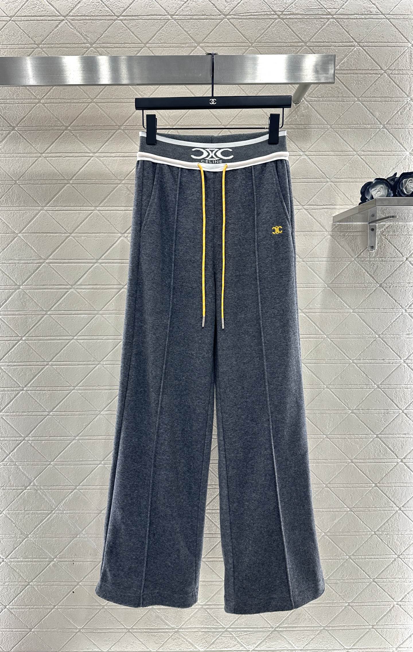 Color blocking drawstring straight leg pants