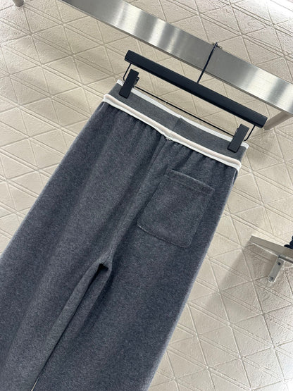 Color blocking drawstring straight leg pants