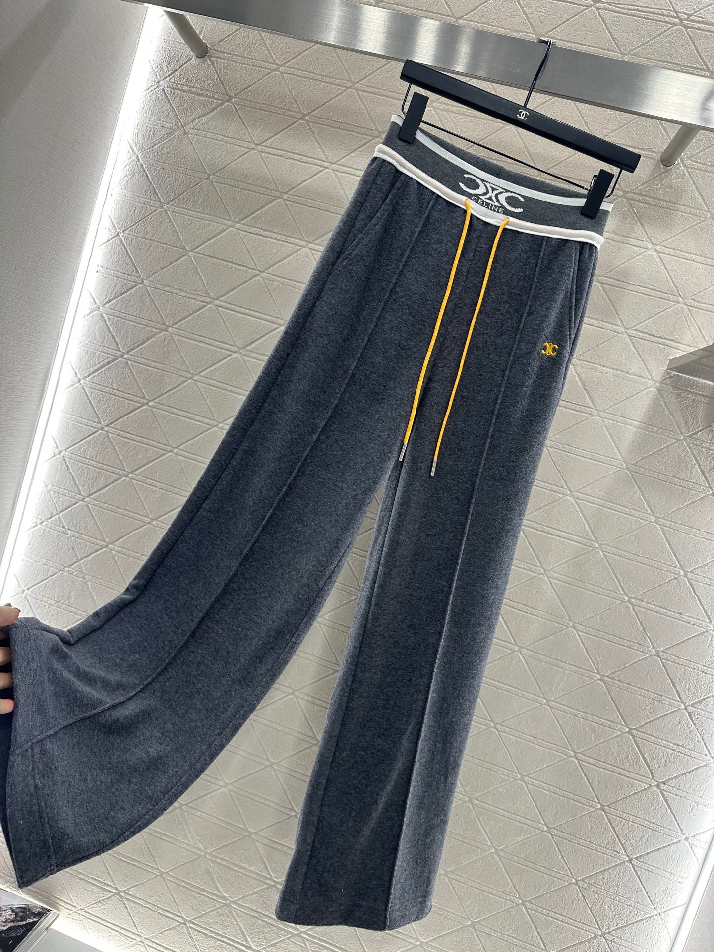 Color blocking drawstring straight leg pants