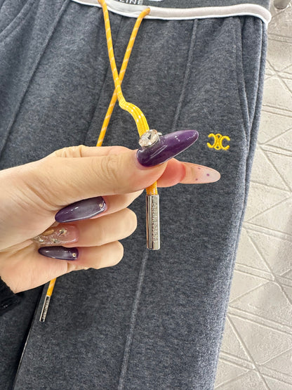 Color blocking drawstring straight leg pants