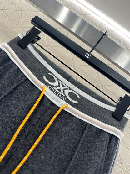 Color blocking drawstring straight leg pants