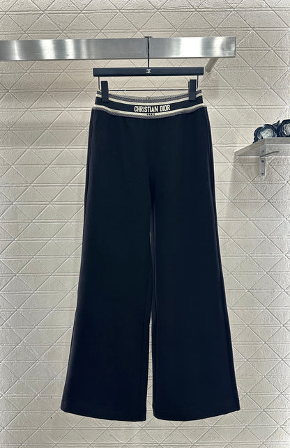 Woolen casual woven belt pants