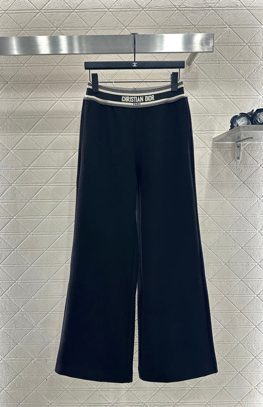 Woolen casual woven belt pants