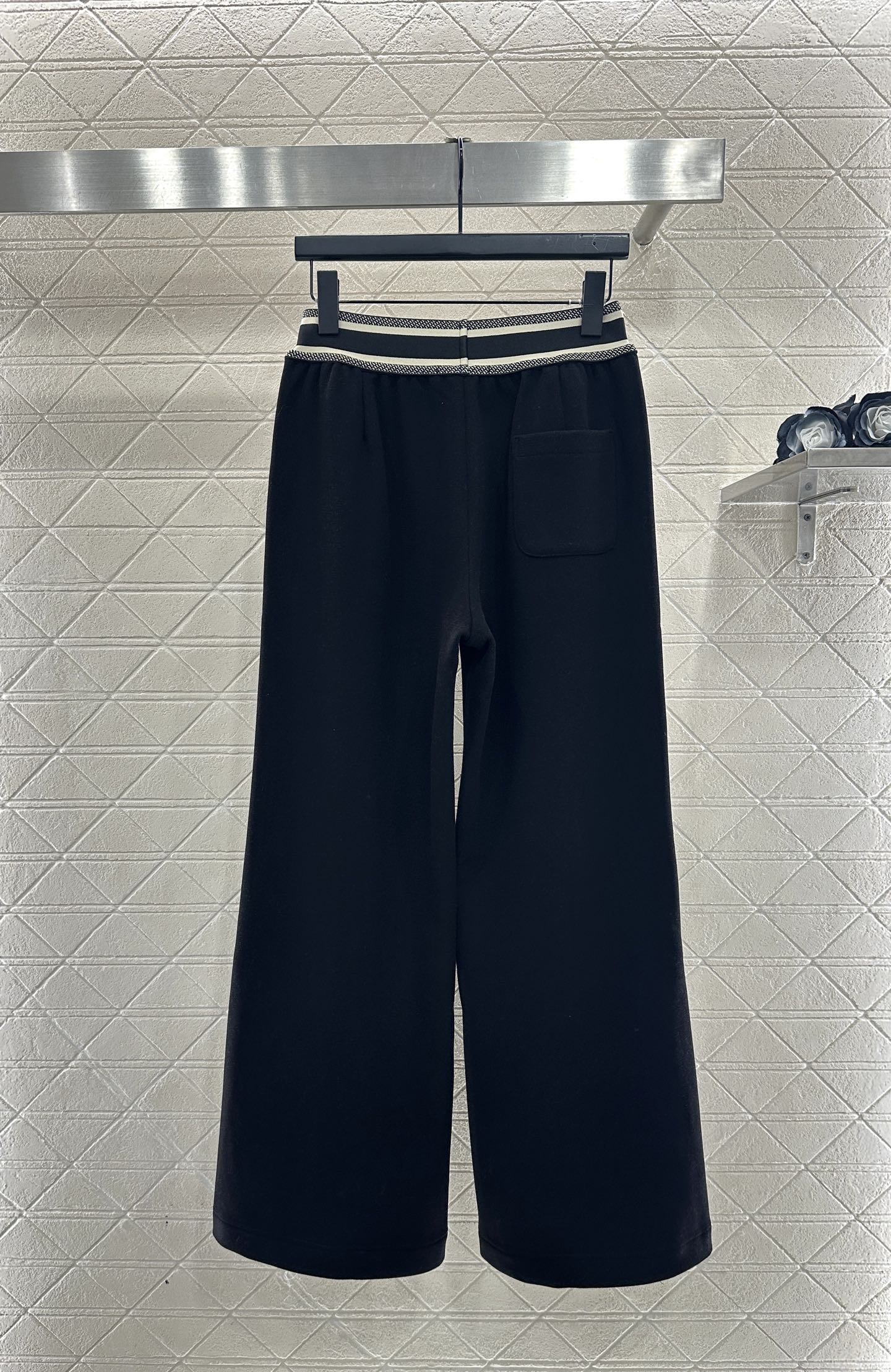Woolen casual woven belt pants