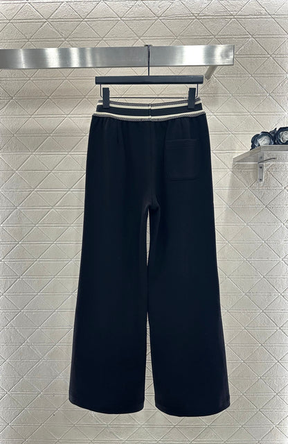 Woolen casual woven belt pants
