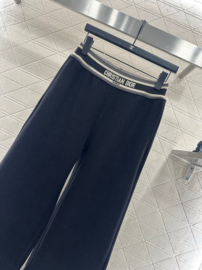 Woolen casual woven belt pants