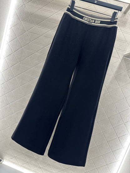 Woolen casual woven belt pants