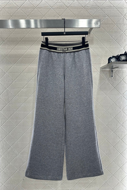 Woolen casual woven belt pants