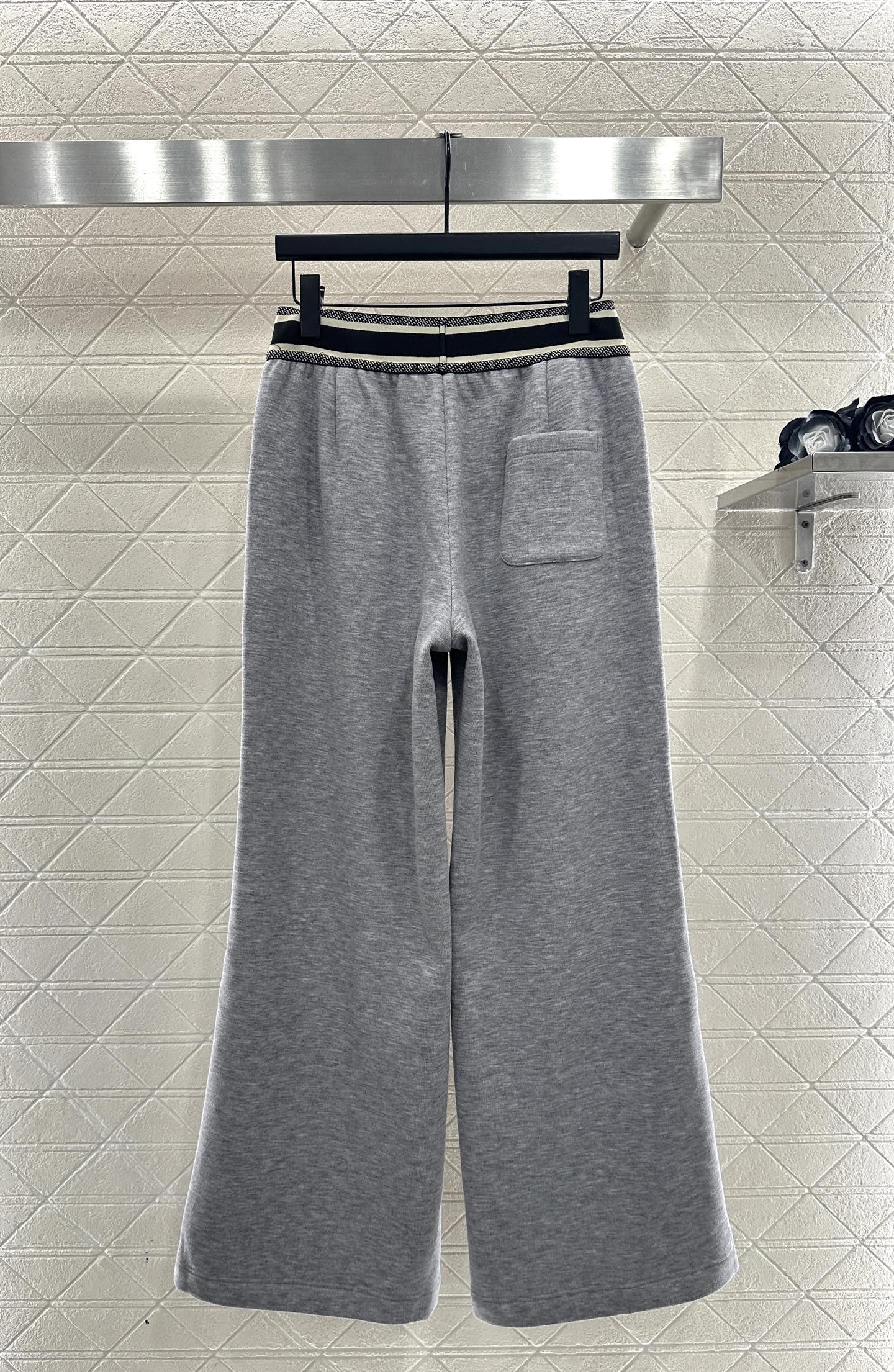 Woolen casual woven belt pants