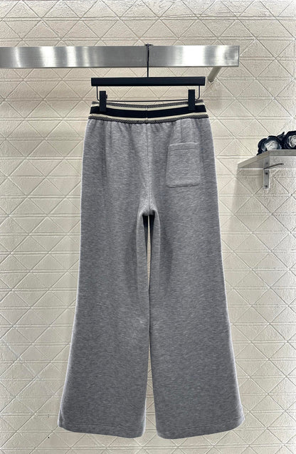 Woolen casual woven belt pants