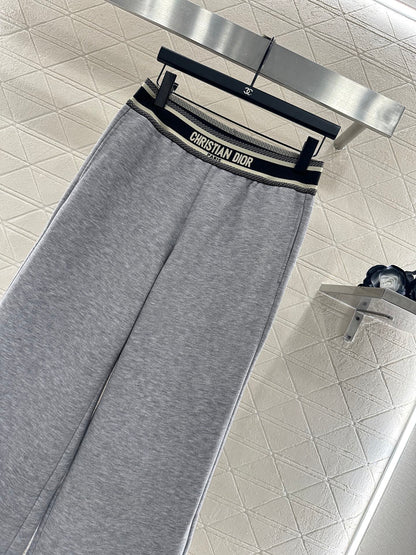 Woolen casual woven belt pants