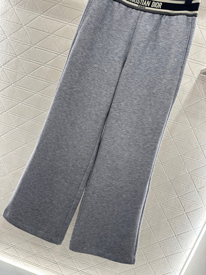 Woolen casual woven belt pants
