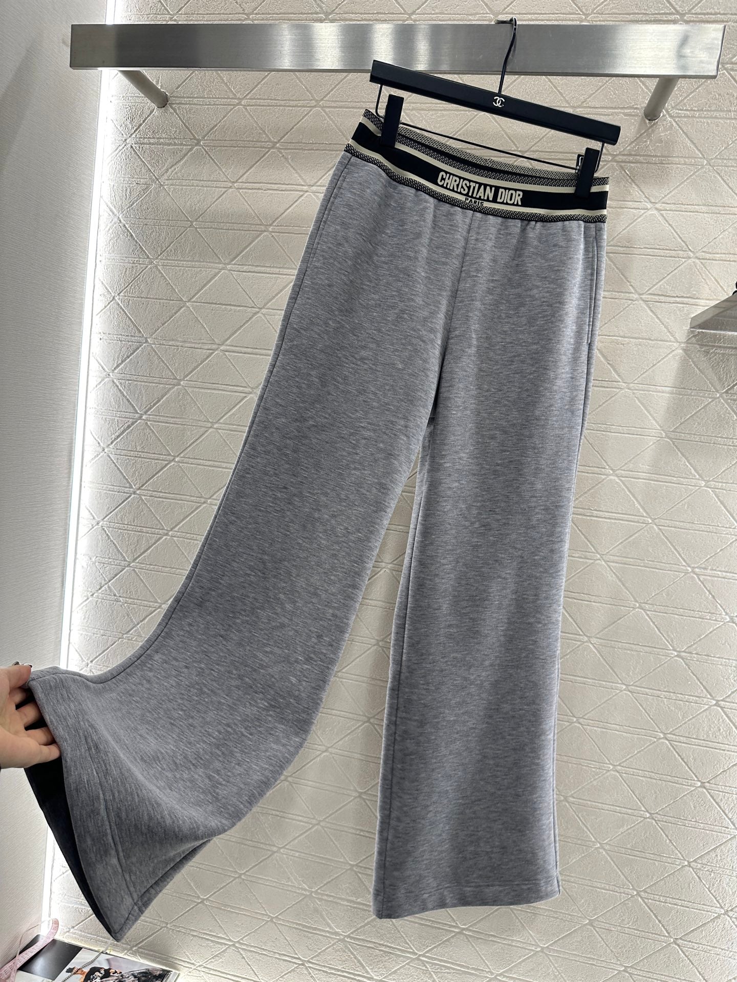 Woolen casual woven belt pants