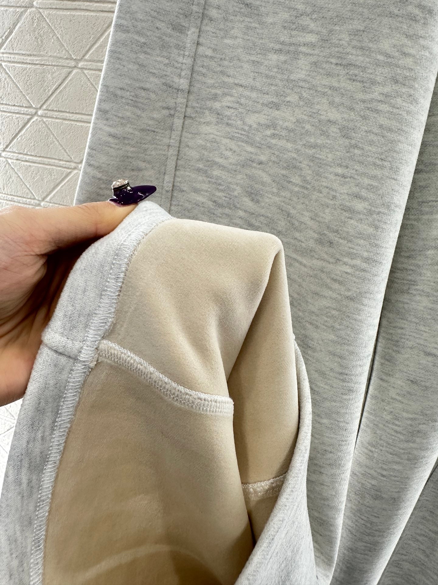 Suede plaid waistband wide leg pants