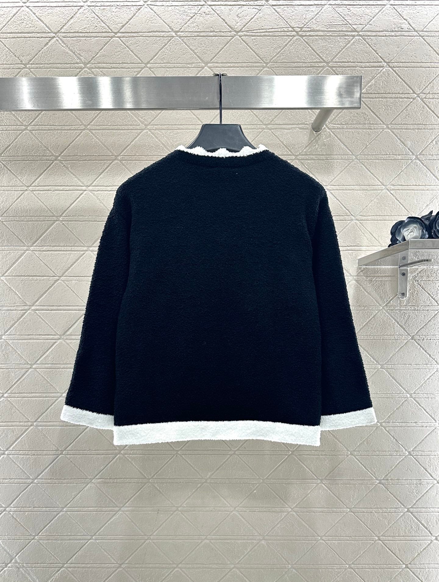 Knitted contrasting cardigan wide leg pants set