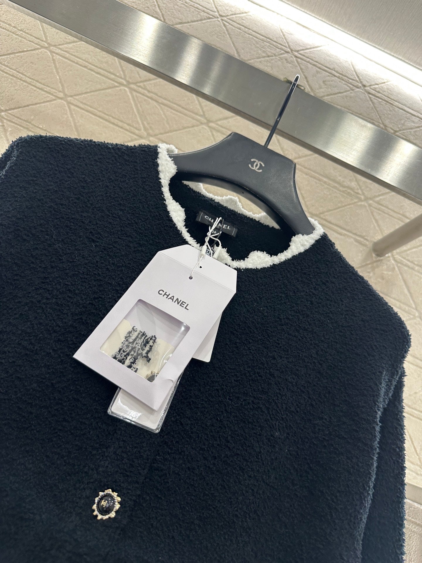 Knitted contrasting cardigan wide leg pants set