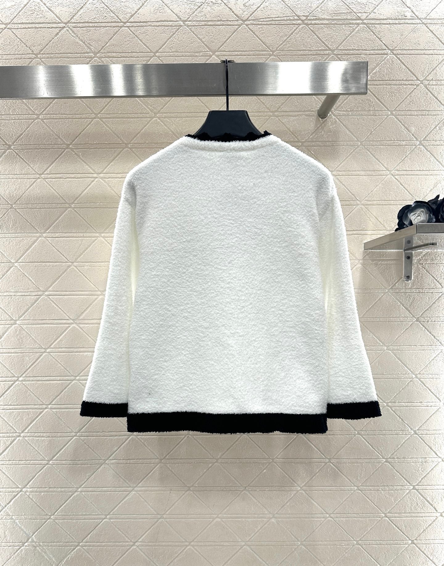 Knitted contrasting cardigan wide leg pants set