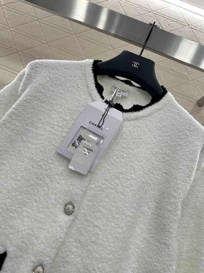 Knitted contrasting cardigan wide leg pants set