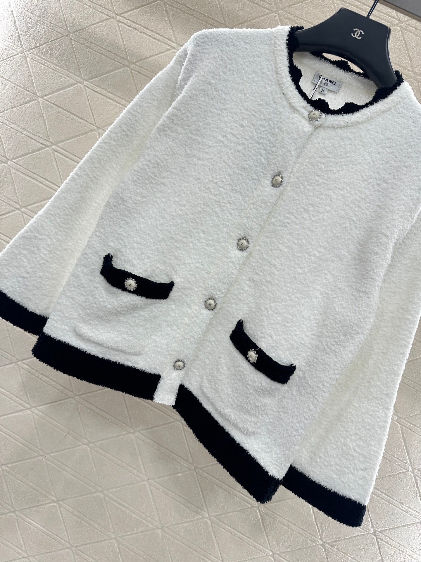 Knitted contrasting cardigan wide leg pants set