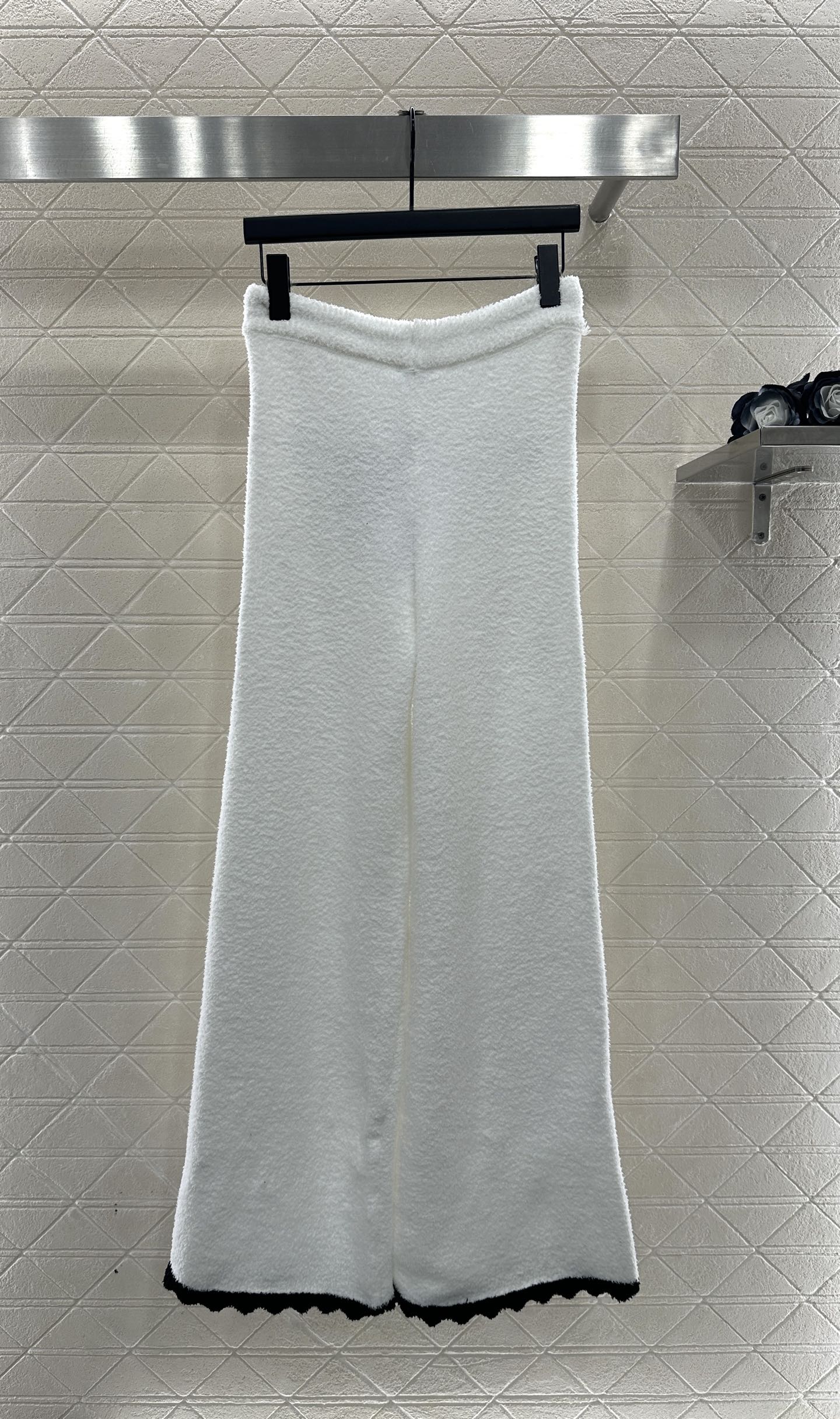 Knitted contrasting cardigan wide leg pants set