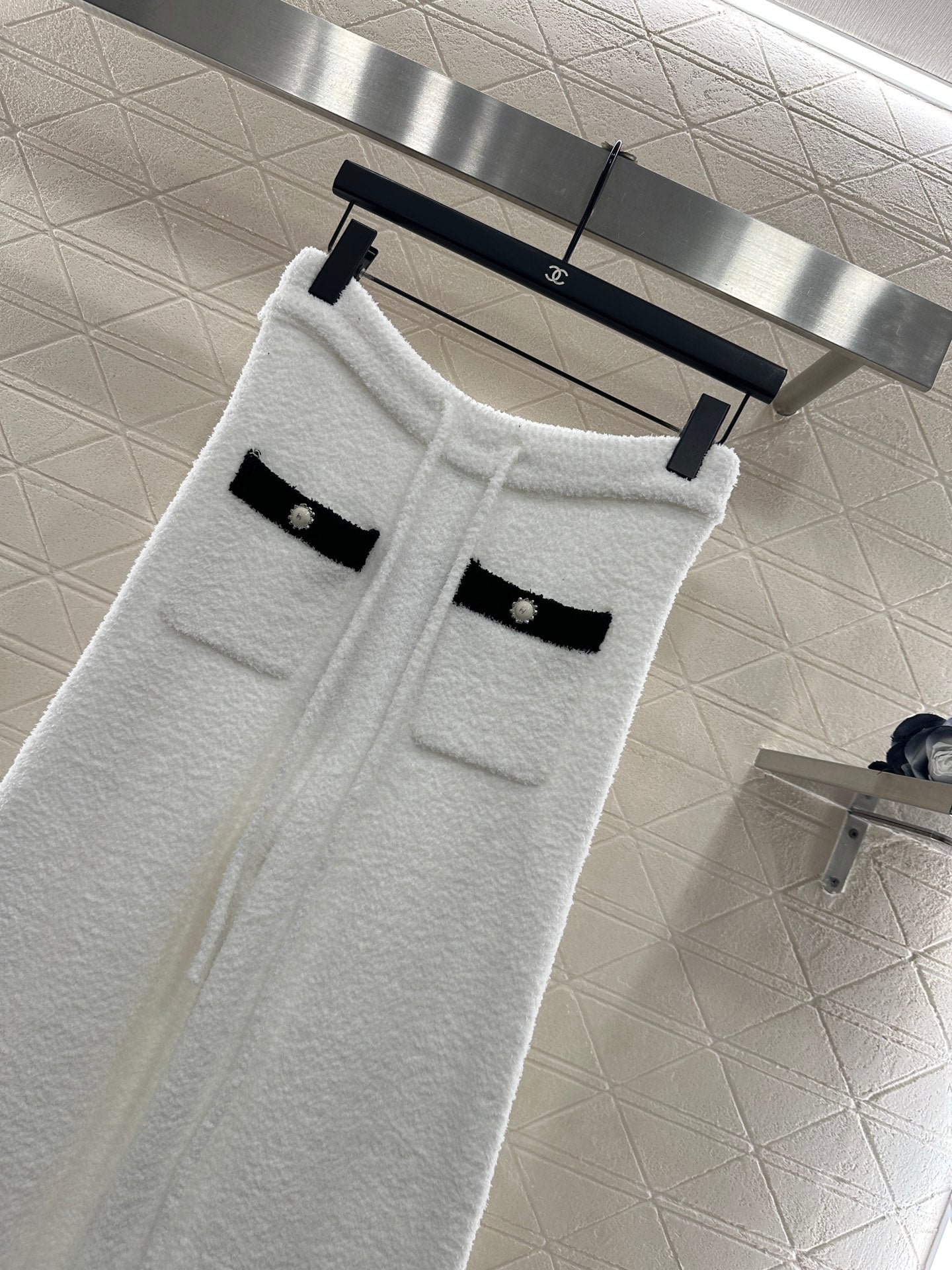 Knitted contrasting cardigan wide leg pants set