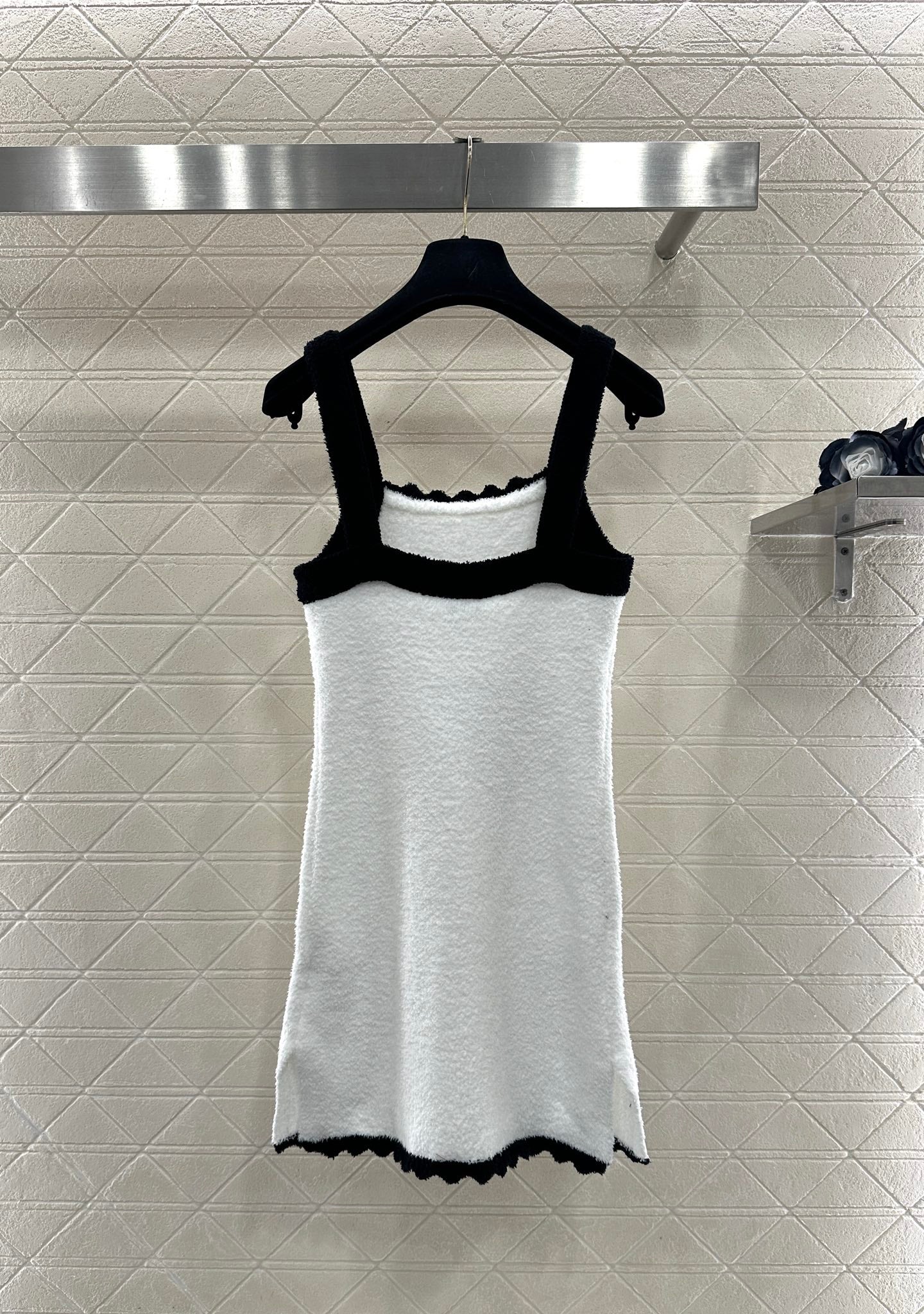 Color blocking knitted camisole skirt