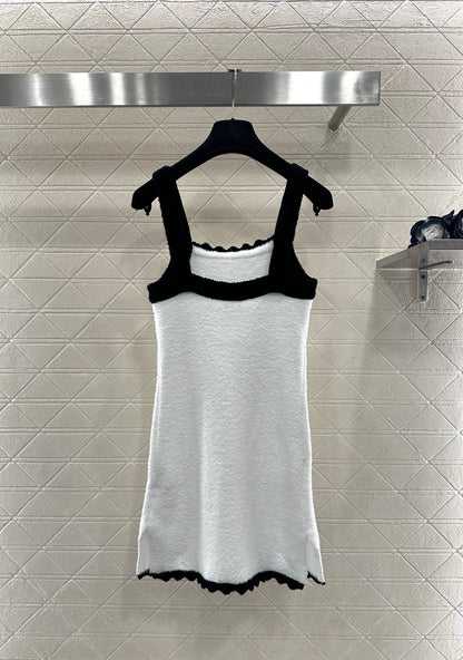 Color blocking knitted camisole skirt