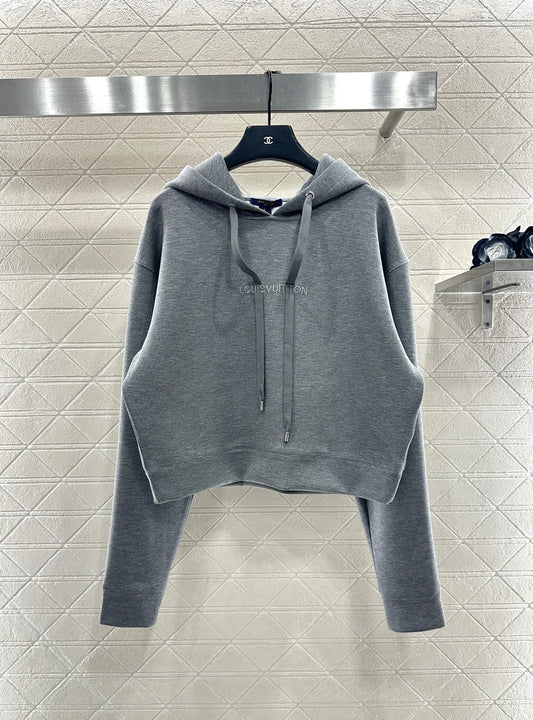 Hooded drawstring short hoodie