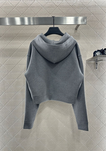 Hooded drawstring short hoodie