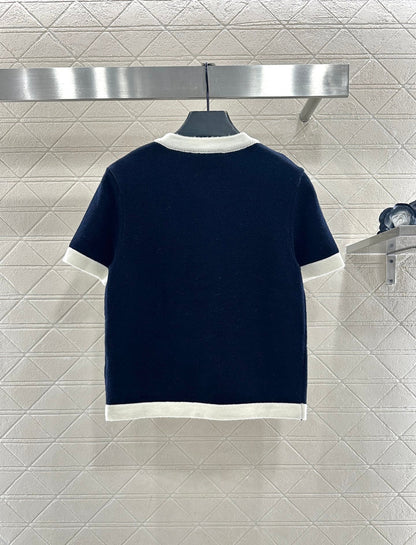 Color blocking edging short sleeved shirt