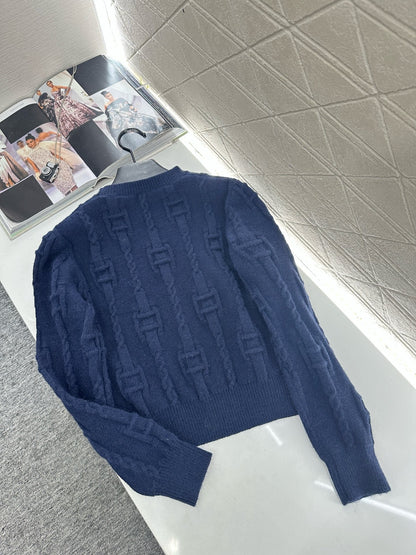 Round neck crochet letter sweater