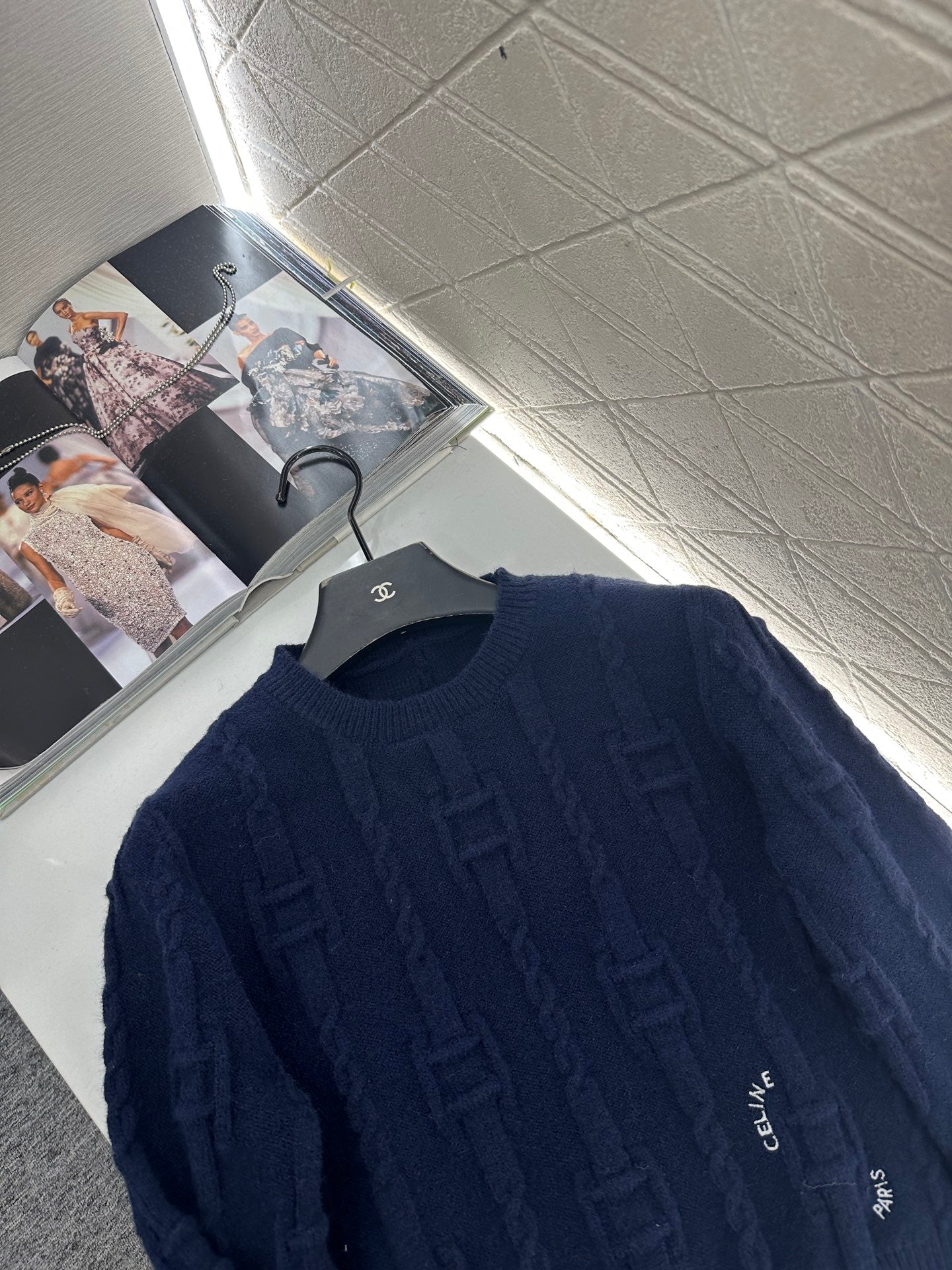 Round neck crochet letter sweater