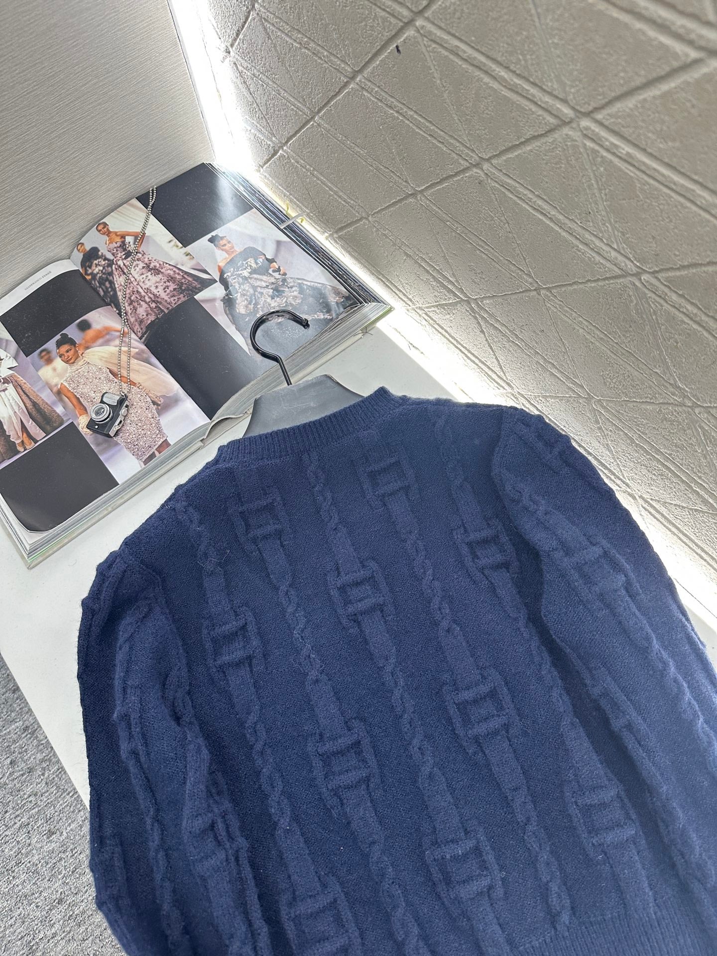 Round neck crochet letter sweater