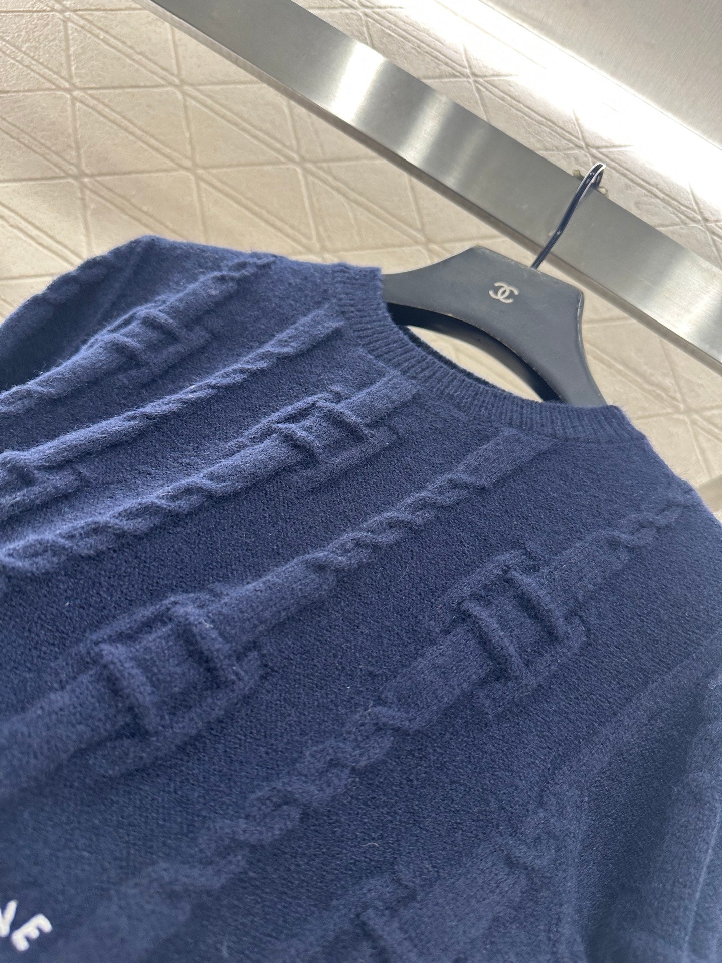 Round neck crochet letter sweater