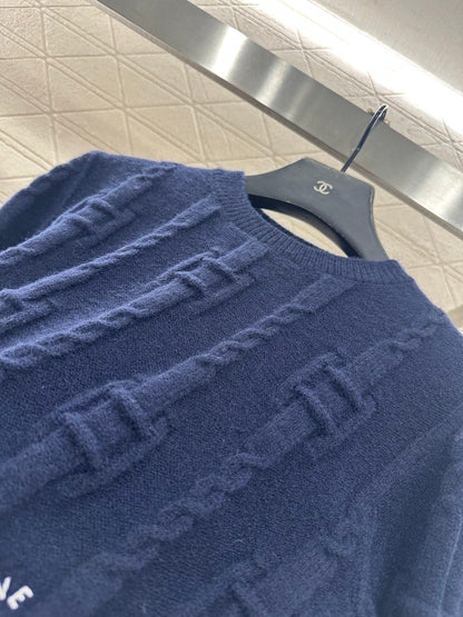 Round neck crochet letter sweater