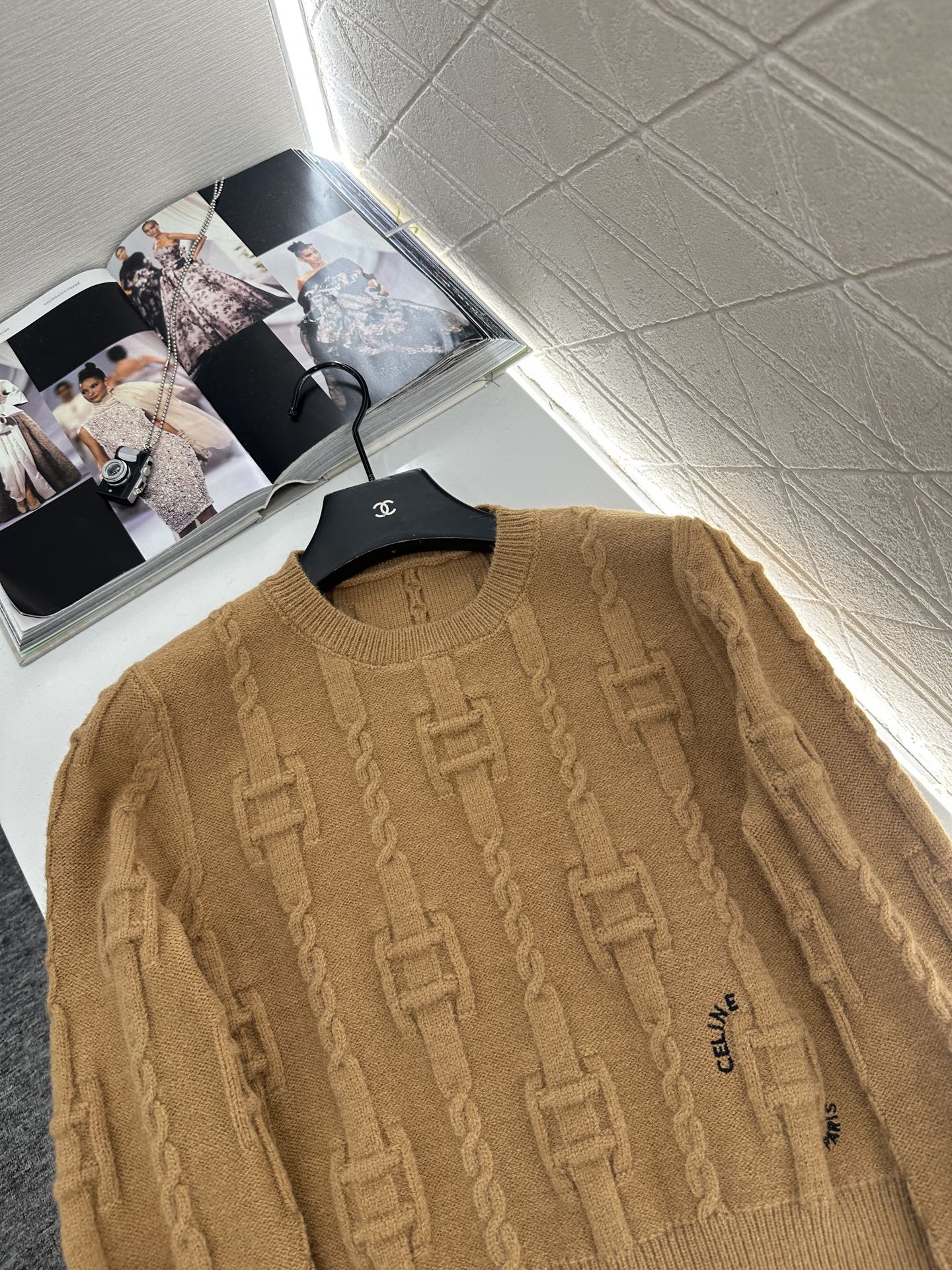 Round neck crochet letter sweater