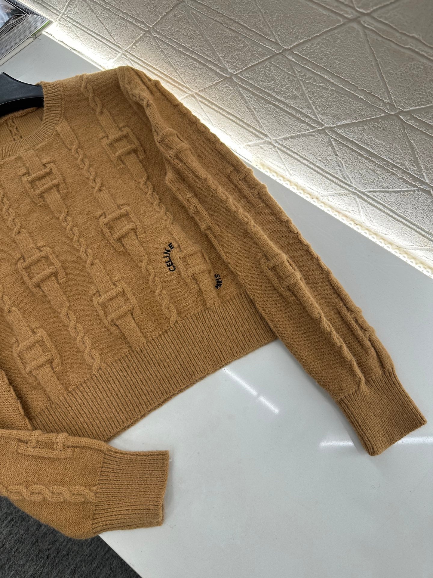 Round neck crochet letter sweater