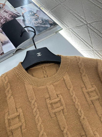 Round neck crochet letter sweater