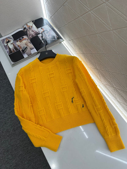 Round neck crochet letter sweater