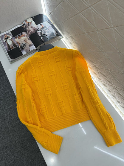 Round neck crochet letter sweater