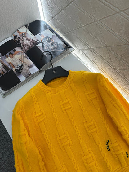 Round neck crochet letter sweater