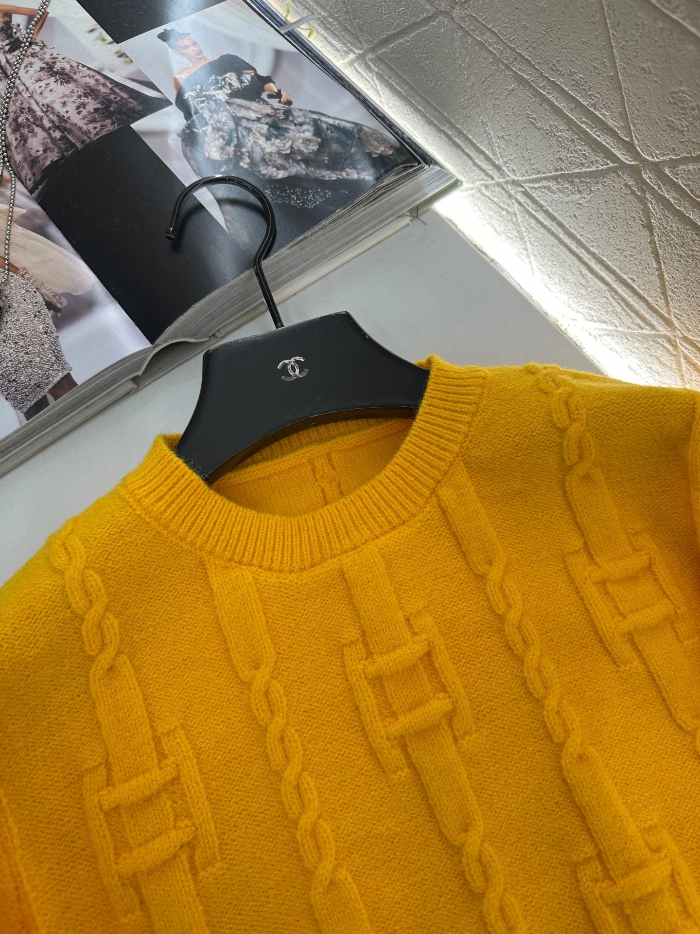 Round neck crochet letter sweater