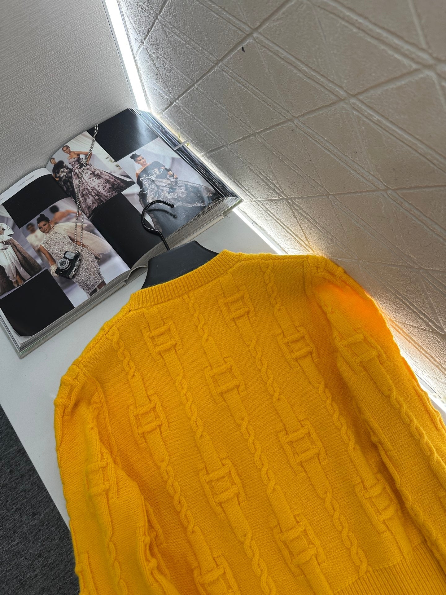 Round neck crochet letter sweater