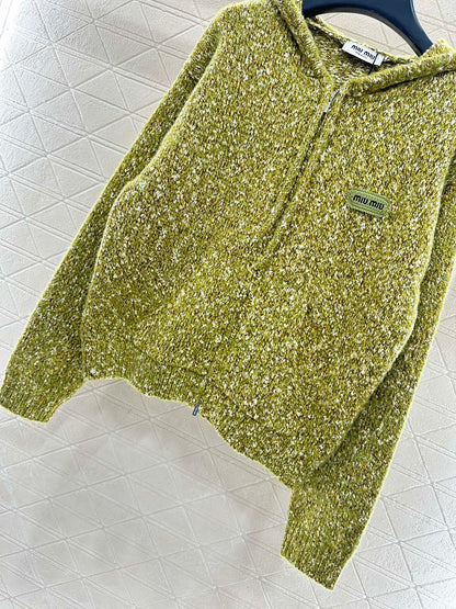 Hooded snowflake colored dot cardigan